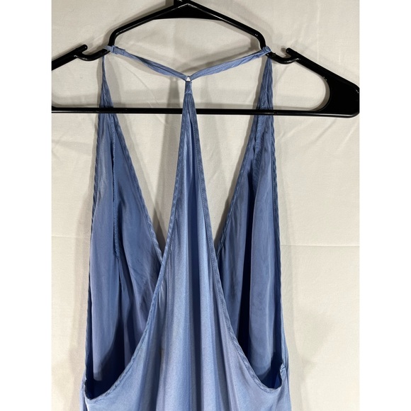 Vintage Victoria's Secret Long Blue Silk W Tulle Nylon Panel Nightgown Long Sz L - Picture 6 of 9